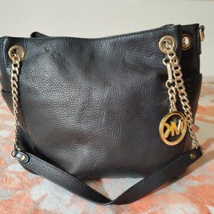 Michael kors black leather shoulder bag, hobo bag, satchel bag, purse